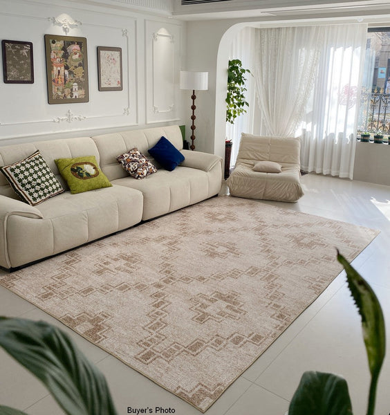 Contemporary Abstract Rugs under Dining Room Table, Modern Geometric Carpets for Bedroom, Modern Living Room Rug Placement Ideas-ArtWorkCrafts.com