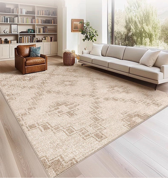 Contemporary Abstract Rugs under Dining Room Table, Modern Geometric Carpets for Bedroom, Modern Living Room Rug Placement Ideas-ArtWorkCrafts.com