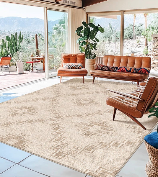 Contemporary Abstract Rugs under Dining Room Table, Modern Geometric Carpets for Bedroom, Modern Living Room Rug Placement Ideas-ArtWorkCrafts.com