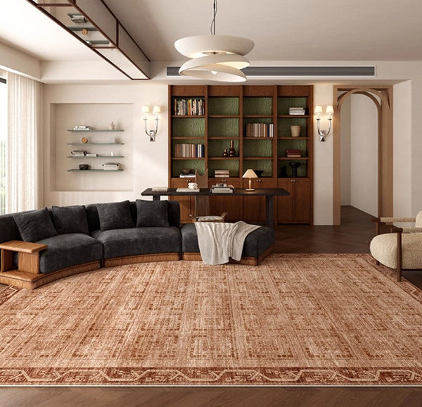 Large Abstract Rugs for Living Room, Mid Century Geometric Contemporary Modern Rugs Next to Bed, Large Modern Area Rugs-ArtWorkCrafts.com