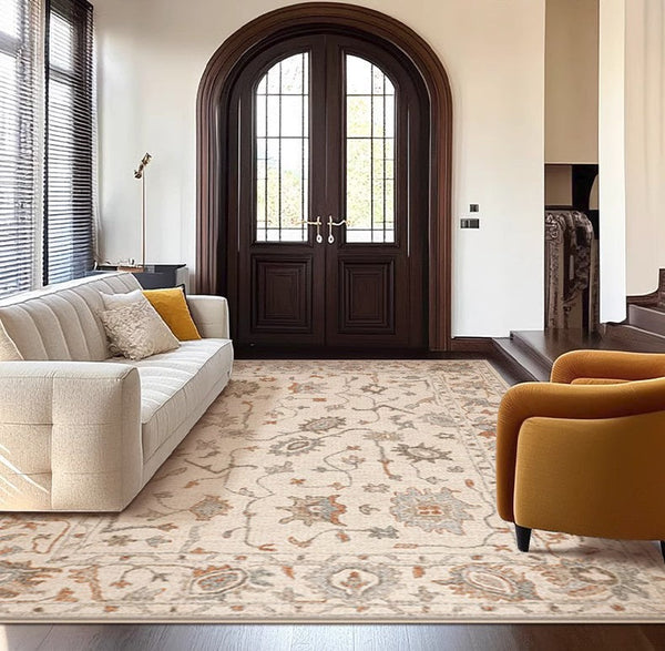 Flower Pattern Modern Rugs for Farmhouse, Bedroom Modern Rugs, Modern Rugs for Dining Room, Modern Rugs for Living Room-ArtWorkCrafts.com