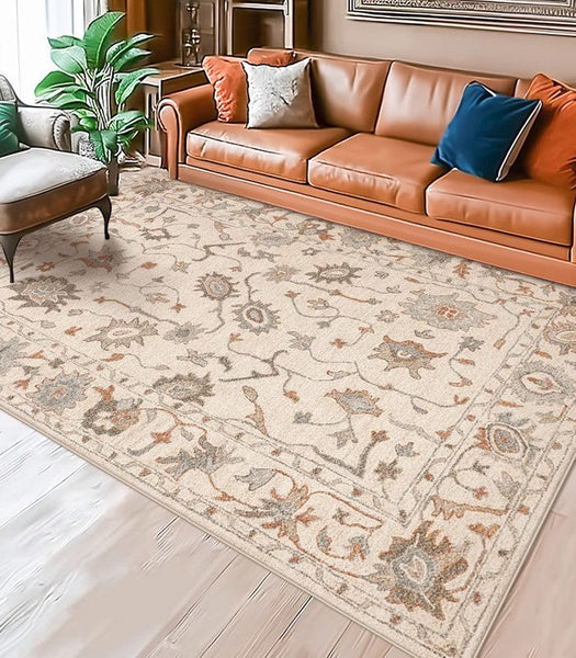 Flower Pattern Modern Rugs for Farmhouse, Bedroom Modern Rugs, Modern Rugs for Dining Room, Modern Rugs for Living Room-ArtWorkCrafts.com