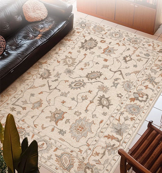 Flower Pattern Modern Rugs for Farmhouse, Bedroom Modern Rugs, Modern Rugs for Dining Room, Modern Rugs for Living Room-ArtWorkCrafts.com