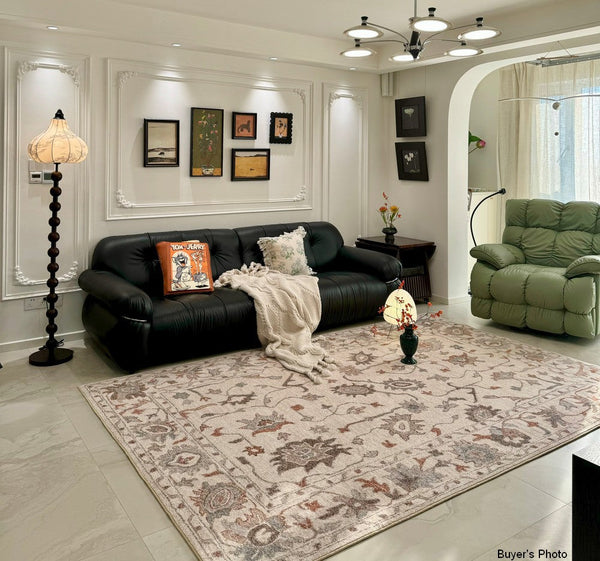 Flower Pattern Modern Rugs for Farmhouse, Bedroom Modern Rugs, Modern Rugs for Dining Room, Modern Rugs for Living Room-ArtWorkCrafts.com