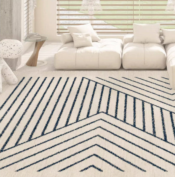 Contemporary Rugs for Living Room, Bathroom Runner Rugs, Bohemian Stripe Runner Rugs Next to Bed, Large Modern Rugs for Dining Room-ArtWorkCrafts.com