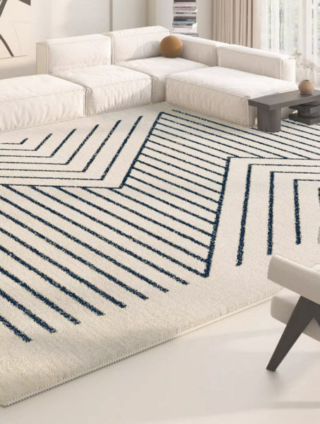 Contemporary Rugs for Living Room, Bathroom Runner Rugs, Bohemian Stripe Runner Rugs Next to Bed, Large Modern Rugs for Dining Room-ArtWorkCrafts.com