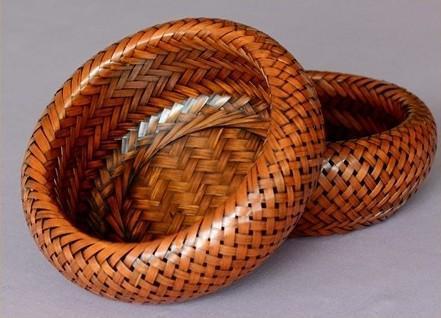 Farmhouse Small Storage Basket, Woven Snacks Basket, Bamboo Storage Basket, Round Storage Basket for Kitchen, Set of 3-ArtWorkCrafts.com