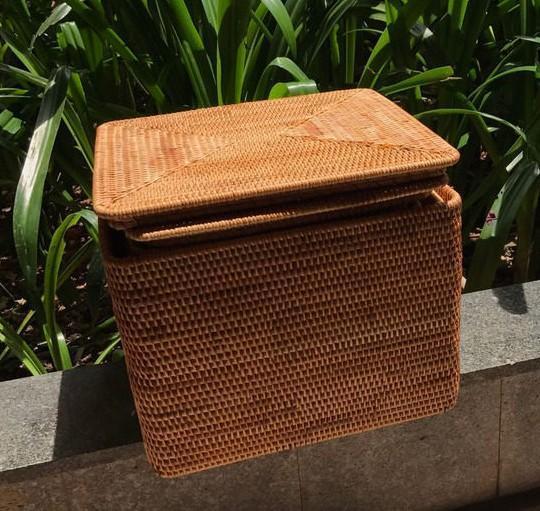 Large Woven Storage Baskets, Rectangular Storage Basket with Lid, Rattan Storage Baskets, Storage Baskets for Living Room, Storage Basket for Bedroom-ArtWorkCrafts.com
