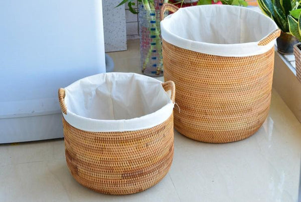 Extra Large Rattan Storage Baskets, Oversized Laundry Storage Baskets, Round Storage Baskets, Storage Baskets for Clothes, Storage Baskets for Bathroom-ArtWorkCrafts.com