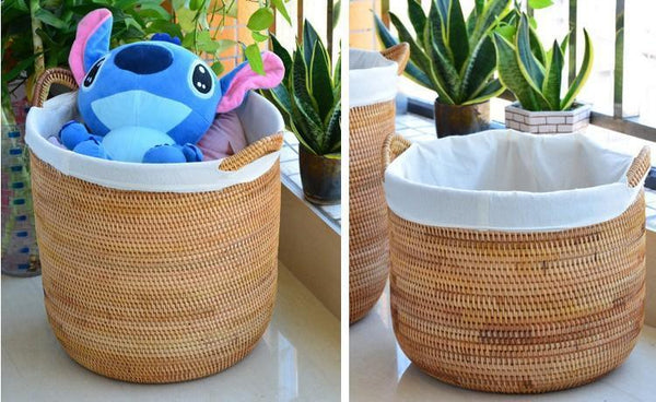 Extra Large Rattan Storage Baskets, Oversized Laundry Storage Baskets, Round Storage Baskets, Storage Baskets for Clothes, Storage Baskets for Bathroom-ArtWorkCrafts.com