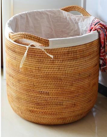 Extra Large Rattan Storage Baskets, Oversized Laundry Storage Baskets, Round Storage Baskets, Storage Baskets for Clothes, Storage Baskets for Bathroom-ArtWorkCrafts.com
