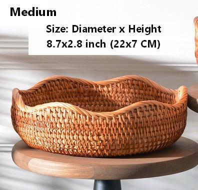 Woven Round Storage Baskets, Rattan Storage Baskets, Storage Baskets for Kitchen, Pantry Storage Baskets-ArtWorkCrafts.com