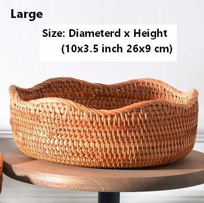 Woven Round Storage Baskets, Rattan Storage Baskets, Storage Baskets for Kitchen, Pantry Storage Baskets-ArtWorkCrafts.com