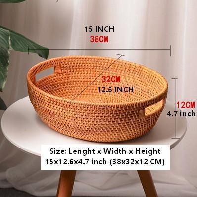 Large Rattan Storage Basket, Round Storage Basket for Pantry, Storage Baskets for Kitchen, Woven Storage Basket-ArtWorkCrafts.com
