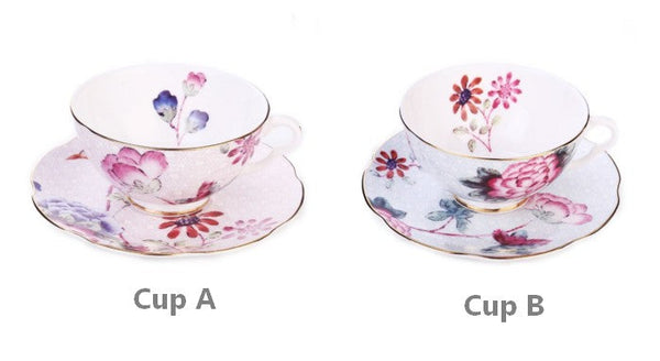 Elegant Ceramic Coffee Cups, Creative Porcelain Tea Cup Saucer Set, Unique Porcelain Cup and Saucer, Beautiful British Flower Tea Cups-ArtWorkCrafts.com