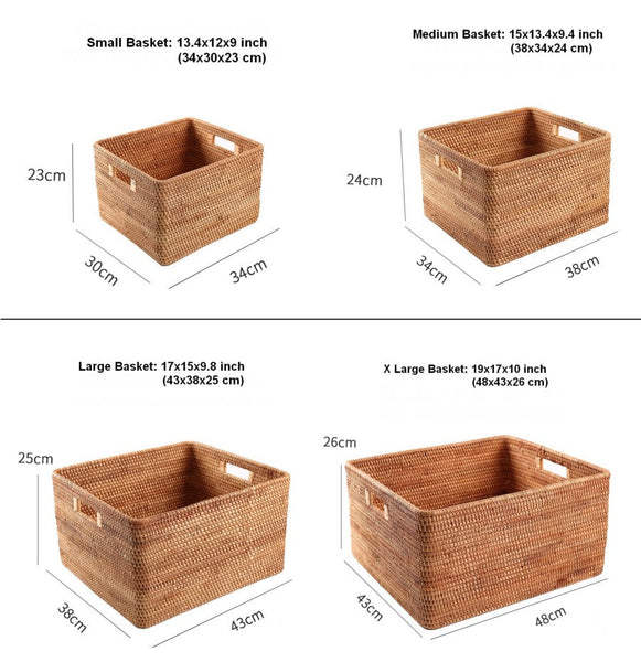 Extra Large Woven Baskets for Living Room, Storage Baskets for Clothes, Storage Baskets for Kitchen, Rectangular Storage Basket for Bedroom, Storage Baskets for Shelves-ArtWorkCrafts.com