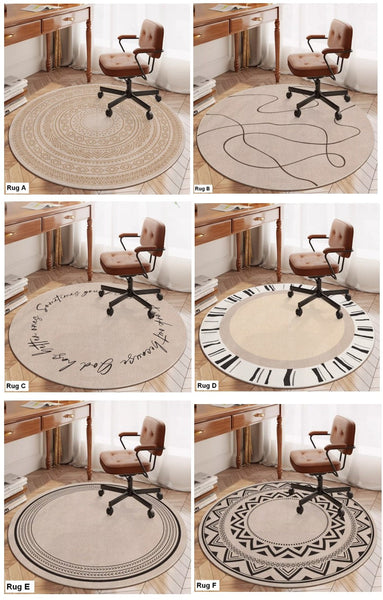 Round Rugs under Coffee Table, Geometric Modern Rug Ideas for Living Room, Circular Modern Rugs under Dining Room Table, Modern Round Rugs for Bedroom-ArtWorkCrafts.com