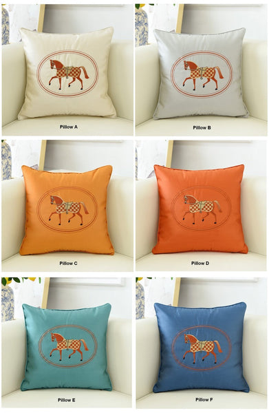 Embroider Horse Pillow Covers, Modern Decorative Throw Pillows, Horse Decorative Throw Pillows for Couch, Modern Sofa Decorative Pillows-ArtWorkCrafts.com