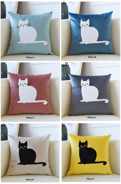 Decorative Throw Pillows, Lovely Cat Pillow Covers for Kid's Room, Modern Sofa Decorative Pillows, Cat Decorative Throw Pillows for Couch-ArtWorkCrafts.com