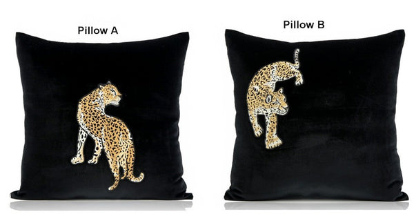 Contemporary Throw Pillows, Cheetah Decorative Throw Pillows, Modern Sofa Pillows, Black Decorative Pillows for Living Room-ArtWorkCrafts.com