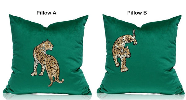 Modern Sofa Pillows, Green Decorative Pillows for Living Room, Contemporary Throw Pillows, Cheetah Decorative Cushion-ArtWorkCrafts.com