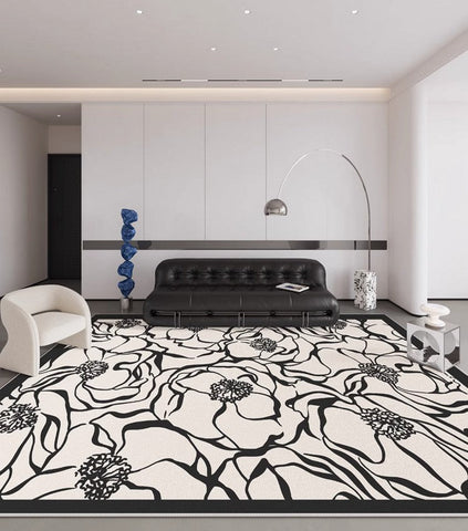 Flower Pattern Contemporary Modern Rugs, Modern Rugs for Living Room, Abstract Contemporary Rugs Next to Bed, Modern Rugs for Dining Room
