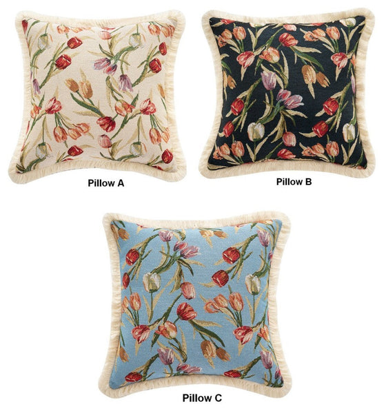 Tulip Flower Pillow Covers, Large Flower Decorative Pillows for Bedroom, Decorative Sofa Pillows for Couch, Farmhouse Decorative Pillows-ArtWorkCrafts.com