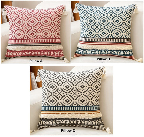 Contemporary Modern Pillow Covers, Square Pillows for Couch, Oriental Decorative Throw Pillows for Bedroom, Bohemian Decorative Sofa Pillows-ArtWorkCrafts.com