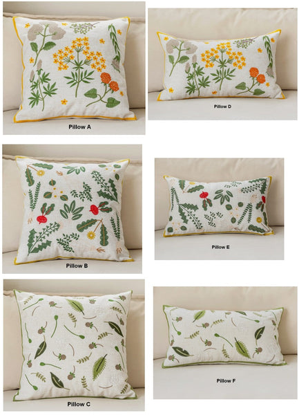 Decorative Pillows for Couch, Spring Flower Decorative Throw Pillows, Farmhouse Sofa Decorative Pillows, Embroider Flower Cotton Pillow Covers-ArtWorkCrafts.com