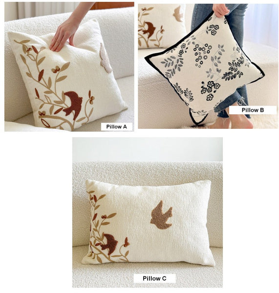 Decorative Pillows for Couch, Square Decorative Pillow Covers, Farmhouse Decorative Pillows for Sofa, Spring Swallow Decorative Pillows for Bedroom-ArtWorkCrafts.com