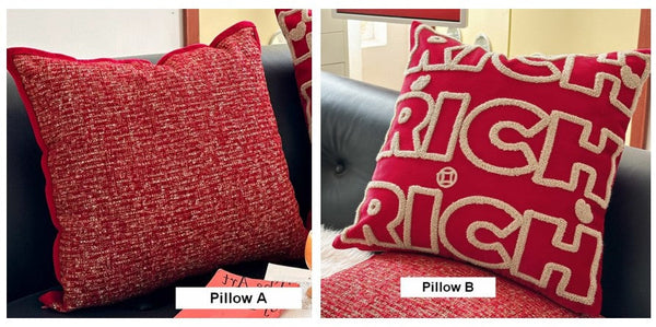 Modern Decorative Pillows for Interior Design, Contemporary Modern Sofa Pillow Covers, Red Square Modern Throw Pillows for Couch-ArtWorkCrafts.com