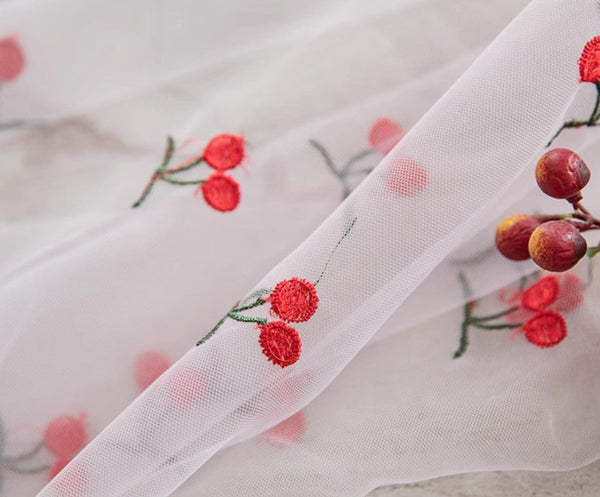Extra Large Rectangular Tablecloth for Oval Table, Rectangular Table Covers for Coffee Table, Cherry Lace Tablecloths, Lace Embroidered Table Covers-ArtWorkCrafts.com