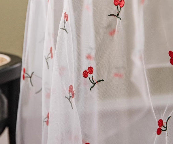 Extra Large Rectangular Tablecloth for Oval Table, Rectangular Table Covers for Coffee Table, Cherry Lace Tablecloths, Lace Embroidered Table Covers-ArtWorkCrafts.com
