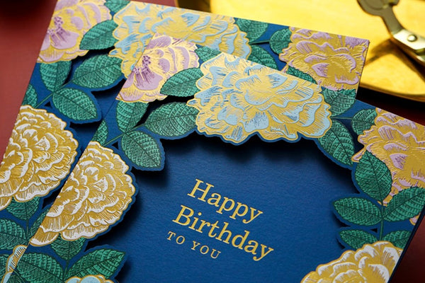 Blue Flower Greeting Cards, Beautiful Greeting Cards to Friends, Creative Birthday Greeting Card, Original Handmade Greeting Cards-ArtWorkCrafts.com