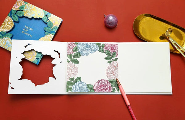Blue Flower Greeting Cards, Beautiful Greeting Cards to Friends, Creative Birthday Greeting Card, Original Handmade Greeting Cards-ArtWorkCrafts.com
