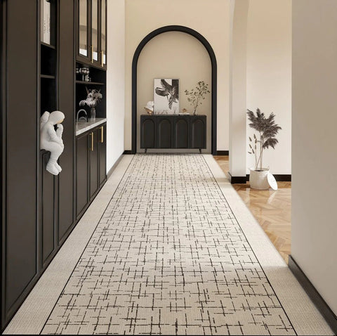Contemporary Modern Long Hallway Runners, Easy Care Long Narrow Runner Rugs, Washable Entryway Runner Rug Ideas, Kitchen Runner Rugs, Entrance Hallway Runners-ArtWorkCrafts.com
