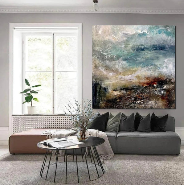 Modern Contemporary Abstract Artwork, Extra Large Wall Art Paintings, Acrylic Painting for Dining Room, Palette Knife Painting, Heavy Texutre Wall Art
