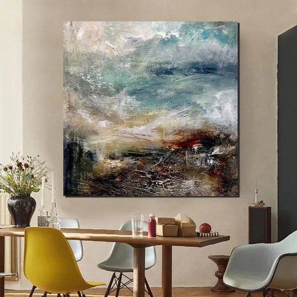 Modern Contemporary Abstract Artwork, Extra Large Wall Art Paintings, Acrylic Painting for Dining Room, Palette Knife Painting, Heavy Texutre Wall Art