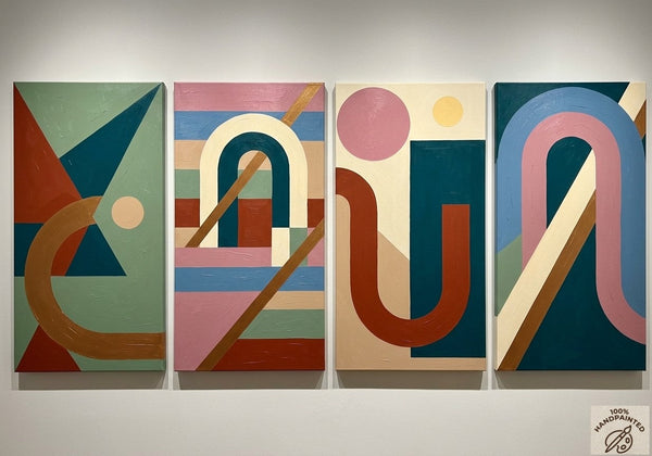 Hand Painted Canvas Art, Multi Panel Wall Painting, Modern Contemporary Paintings, Geometric Abstract Paintings-ArtWorkCrafts.com