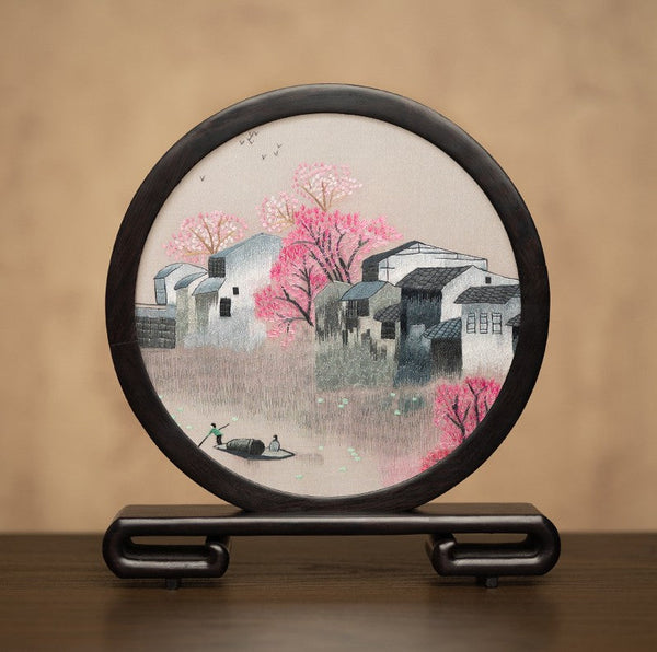 Traditional Chinese Suzhou Embroidery Ornament, Premium Souvenir, Exclusive Business Present Panda Embroidered Decor, Unique Birthday Gift-ArtWorkCrafts.com
