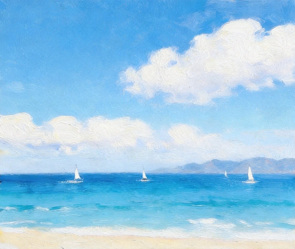 Hand Painted Canvas Art, Original Seascape Paintings, Impressions of a Sunny Seaside Day, Original Oil Paintings, Buy Small Artwork Online, Small Canvas Wall Art Paintings-ArtWorkCrafts.com