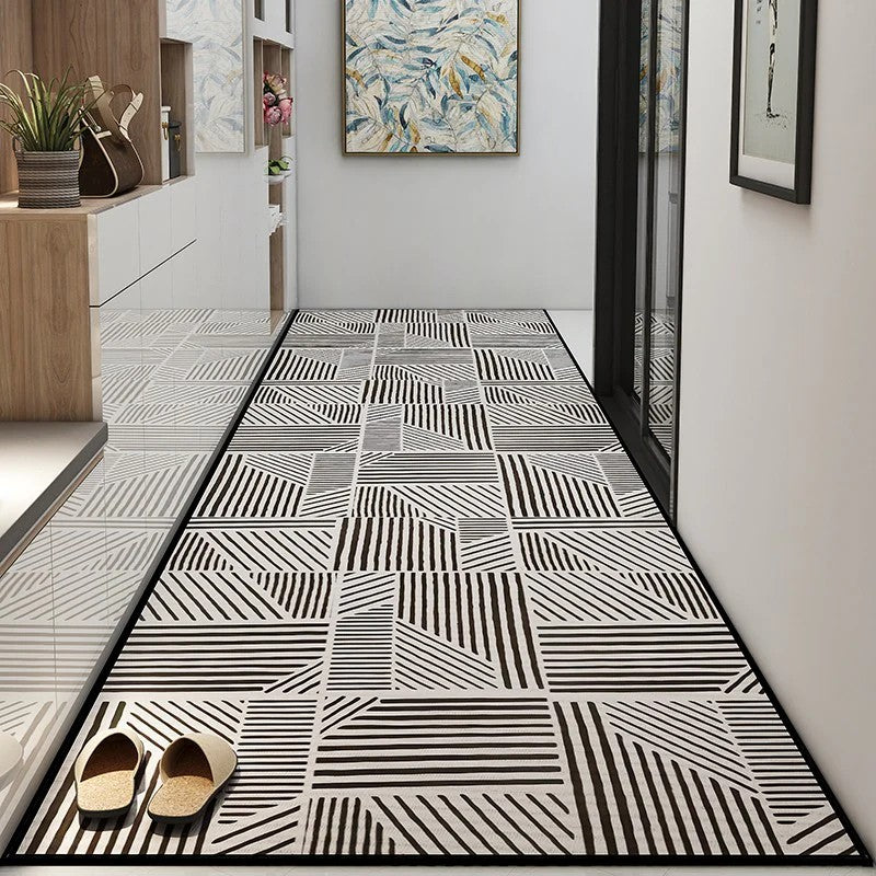 Geometric Modern Long Hallway Runners, Long Hallway Runners, Non Slip Entryway Runner Rug Ideas, Contepmorary Runner Rugs, Extra Long Narrow Runner Rugs-ArtWorkCrafts.com