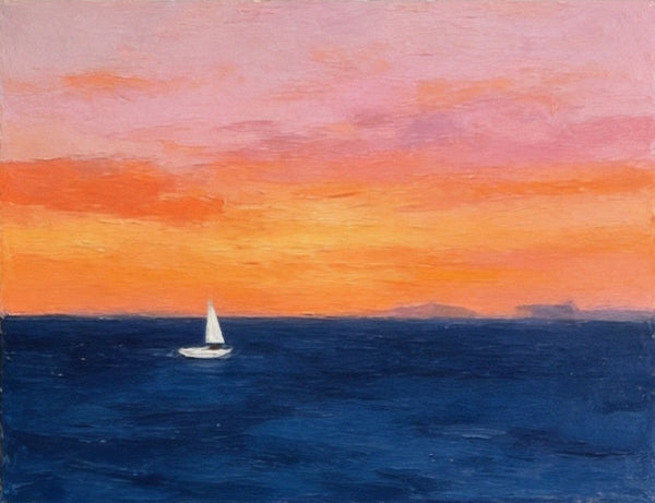 Quiet Evening Seaview, Hand Painted Canvas Art, Small Canvas Artwork, Original Seascape Paintings, Original Oil Paintings, Buy Small Paintings Online-ArtWorkCrafts.com