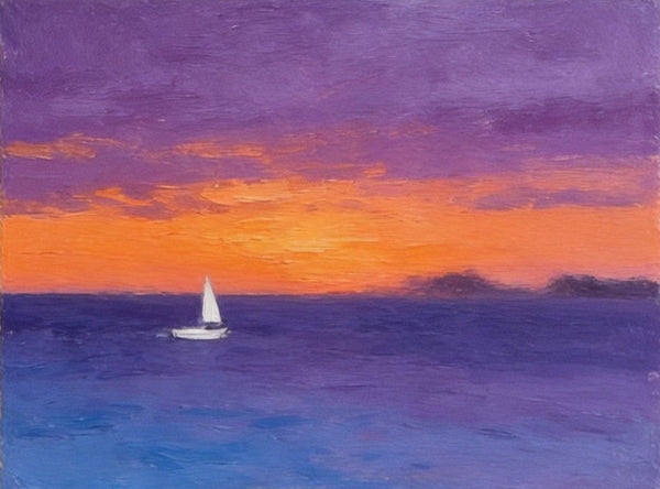 Hand Painted Canvas Art, Quiet Evening Seaview, Original Seascape Paintings, Original Oil Paintings, Buy Small Paintings Online, Small Canvas Artwork-ArtWorkCrafts.com