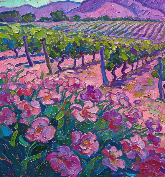 Vineyards at the Foot of the Mountain, Simple Painting Ideas, Landscape Canvas Paintings, Hand Painted Wall Art Paintings, Original Oil Paintings, Small Oil Paintings on Canvas-ArtWorkCrafts.com