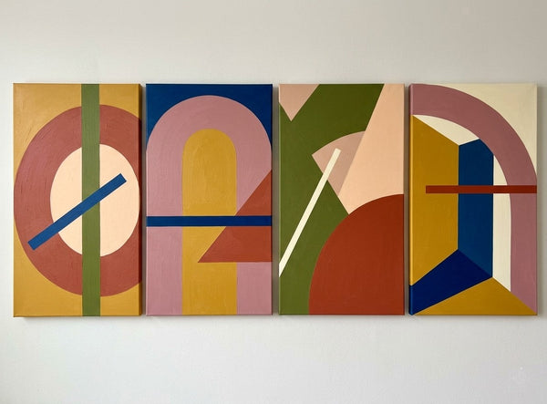 Original Canvas Wall Art for Bedroom, Geometric Modern Paintings, Colorful Abstact Artwork
