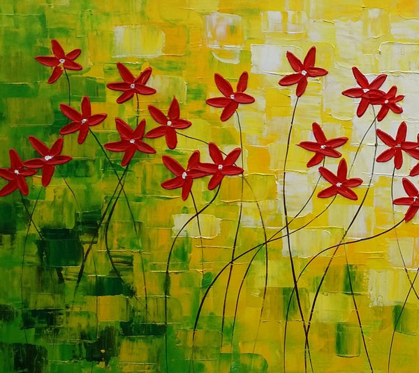 Flower Painting, Abstract Wall Art, Custom Canvas Art, Contemporary Artwork, Art on Canvas 269