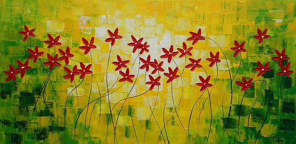 Flower Painting, Abstract Wall Art, Custom Canvas Art, Contemporary Artwork, Art on Canvas 269