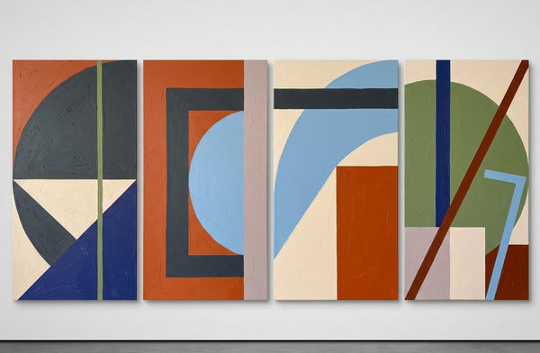 Multi Panel Wall Painting, Hand Painted Canvas Art, Modern Contemporary Paintings, Geometric Abstract Painting-ArtWorkCrafts.com