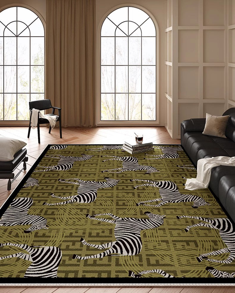 Mid Century Zebra Modern Rugs in Bedroom, Dining Room Modern Rugs, Living Room Modern Area Rugs, Large Contemporary Floor Carpets-ArtWorkCrafts.com